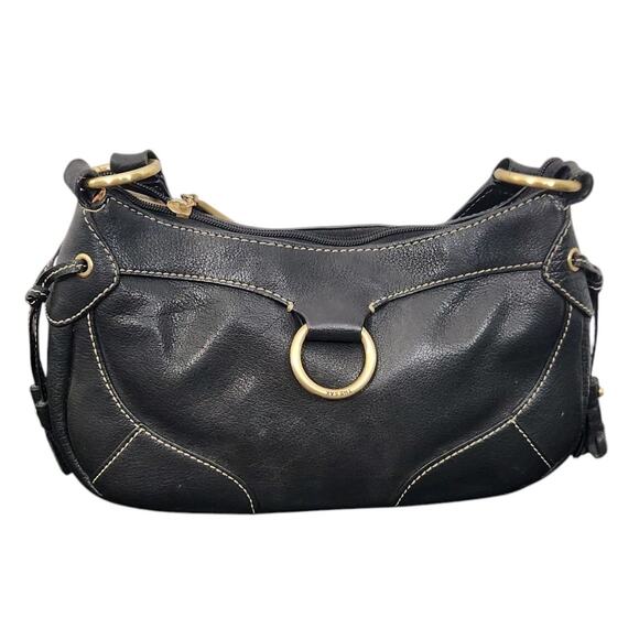 THE SAK BROWN LEATHER PURSE TASSELS SMALL SHOULDER BAG GOLD Y2k 90s 2000s HOBO - Picture 1 of 11